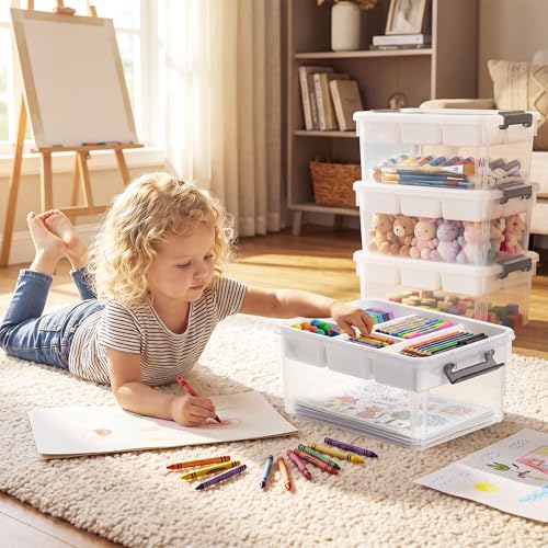 Citylife 17QT 2Packs Clear Craft Organizers and Storage Box with Tray - size: 17 Qt- 2 Pack