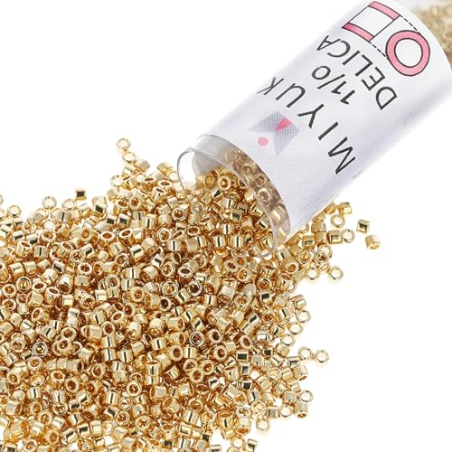 Miyuki Delica Seed Beads - color: DB0034 - Light 24K Gold Plated