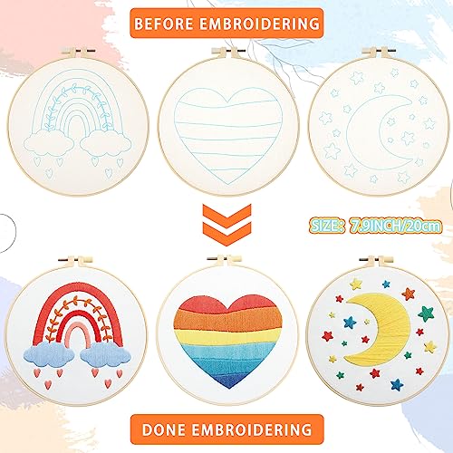 Yinder 5 Set Embroidery Kit for Beginner Starter Kit, Rainbow - style: Rainbow