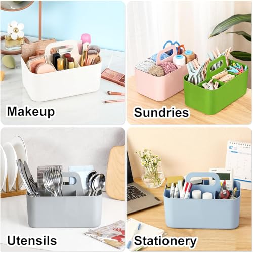 Multiuse Caddy Organizer with Handle, Portable Divided Plastic Tote Bin - Art Craft, Stationary Pen Marker Crayons, Makeup Hair Supplies Storage - Bathroom, Classroom, Dorm, Office, Desk Holder -Green - color: Green