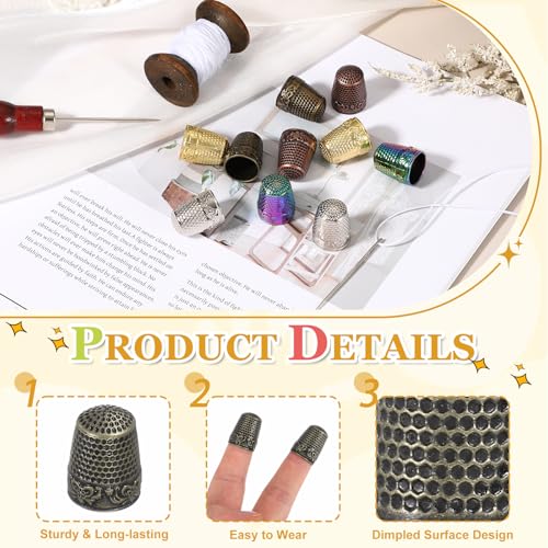 PATIKIL Sewing Thimble 10Pcs Metal Thimbles Hand Sewing Finger Copper Green - color: Copper Green