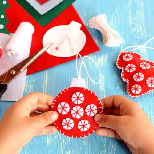 Outus 15 Pcs Christmas Colored Felt Sheets 11.8" x 8.2" Soft Felt Fabric Sheets for Craft Red Green White Felt Fabric for Holiday DIY Crafts Sewing Art Christmas Decoration,1 mm Thick