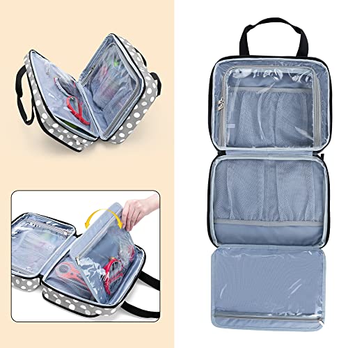 LUXJA Large Sewing Storage Organizer with 3 Inner Sections, Polka Dots