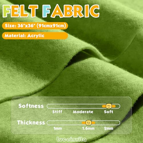 Moss 36" X 36" Felt Fabric Sheet - 1.6mm Thickness - color: Moss, size: 36" x 36"