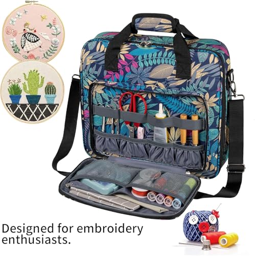 BAGLHER Cross Stitch & Embroidery Organizer Bag - Large Portable Project Storage with 3 Compartments, Travel Friendly Carrying Case for 11.2" Hoops, Threads, Supplies (Hawaii) - color: Hawaii