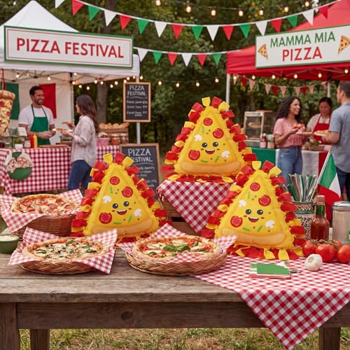 Weysat 6 Sets Pizza Tied Pillow Craft Kit DIY Pizza Shaped Pillow Craft Gifts with PP Cotton for Oktoberfest Day Pizzas Day Sports Theme Party Halloween Decor Classroom Giveaways - style: Pizza