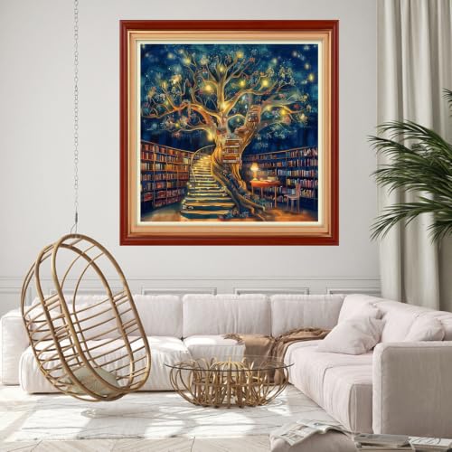 Findvoor Counted Cross Stitch Kits for Adults Full Range of Cross Stitching Embroidery Unprinted Pattern for Beginners, 11CT Needlepoint Cross-Stitch Patterns Embroidery Kits-Magic Tree 18×18 inch - color: ColourSet17