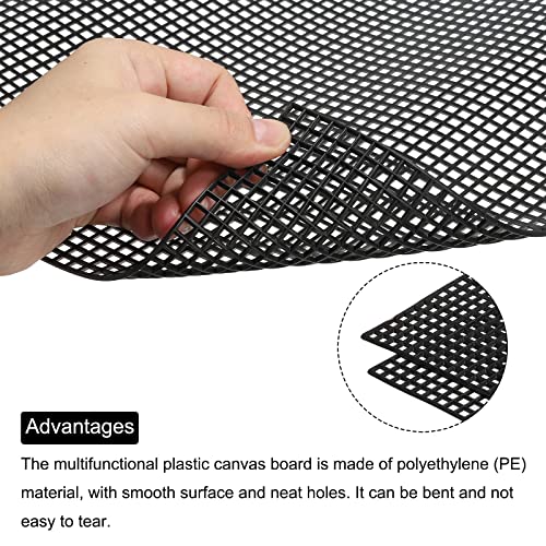 MECCANIXITY Plastic Mesh Canvas Sheet 50x33cm/20x13inch Black Blank Canvas Rectangle 4mm Hole for Embroidery Needlepoint, Knit Crochet Mesh, Pack of 2 - color: Black, size: 20x13inch