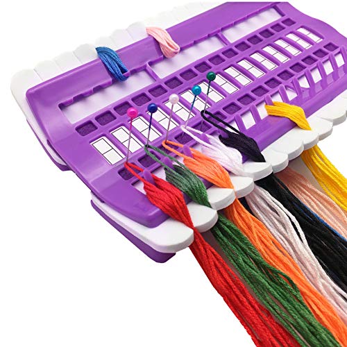 30 Positions Floss Organizer Embroidery Shelf Thread Organizers for Cross Embroidery Thread Holder with 4Pcs Replaceable Paper Card Needle Holder (Purple) - color: Purple