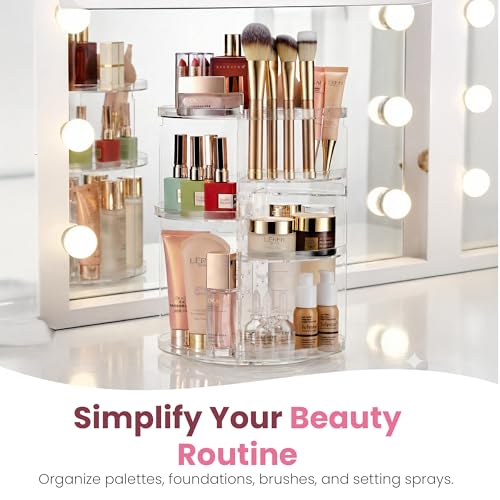 Masirs 360 Rotating Makeup Organizer Countertop, Adjustable Shelf, Clear - color: Clear