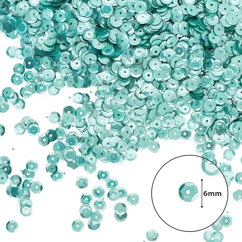 Mandala Crafts 6mm Cup Round Mint Sequins for Sewing Embroidery - color: Mint, size: 6mm Cup Sequins
