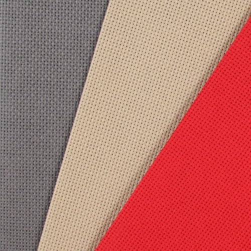 KCS 3 pc of 12" x 18"(30cmx45cm) 18CT Counted Cotton Aida Cloth Cross Stitch Fabric (Red+Khaki+Dark Grey) - color: Red+khaki+dark Grey