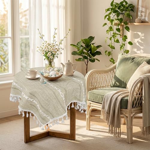 Fall Square Tablecloth 24 x 24 inch, Rustic Farmhouse Nightstand Cover Top - color: Brown, size: 24" x 24" (Square)