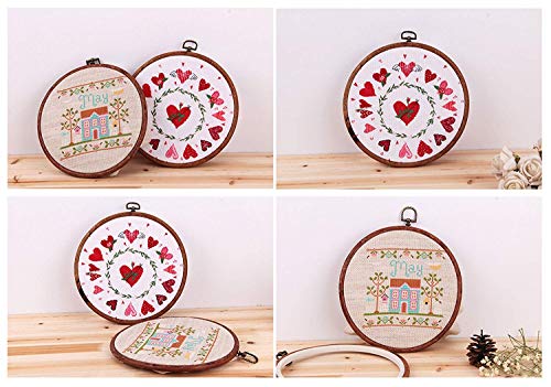 Embroidery Hoops Cross Stitch Hoop Ring Imitated Wood Circle Set Display Frame for Art Craft Handy Sewing and Hanging - Pack of 3 (5.5"+6.7"+8.6") - color: 3pcs Round
