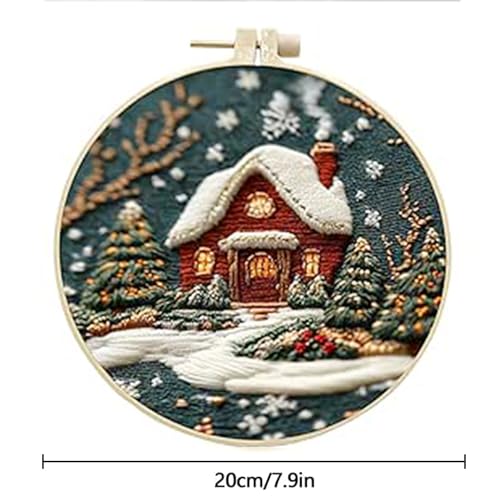 Huacan Embroidery Kit for Beginners Adults, Easy Needlepoint Kits for Adults with Stamped Embroidery Patterns. (House) - style: House
