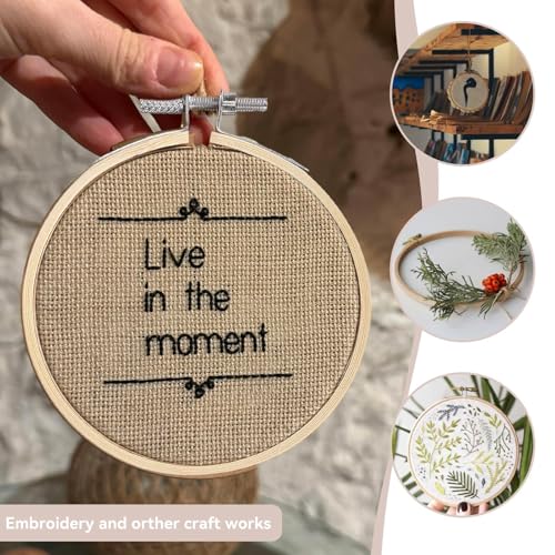 Small Embroidery Hoop, 12PCS 3.5in Wooden Embroidery Hoops Circle Cross Stitch Hoop Ring Small Round Embroidery Frames for Display, Art Craft Sewing, Home Ornaments