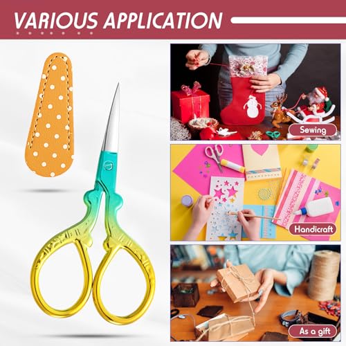 Honoson 4 Pcs Small Embroidery Scissors, 3.6", Simple, Classic Colors - color: Classic Colors