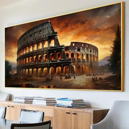JATOK Diamond Painting Kit for Adults, Colosseum, 27.5 x 15.7 in - color: Midnight Blue