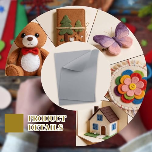 12 Pcs Felt Sheets, 7x11 Inch Stiff Felt for Crafts DIY, Grey - color: Gray