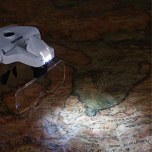 YOCTOSUN Magnifying Glass with Light, LED Head Magnifier 5 Lenses 1.0X-3.5X - style: Led Head Magnifier