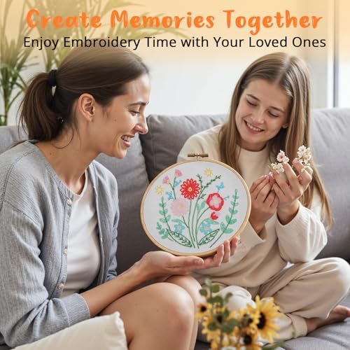 HTVRONT Bead Embroidery Kit for Beginners, 3 Sets, Gifts & Crafts - color: Red Flower Bead Embroidery
