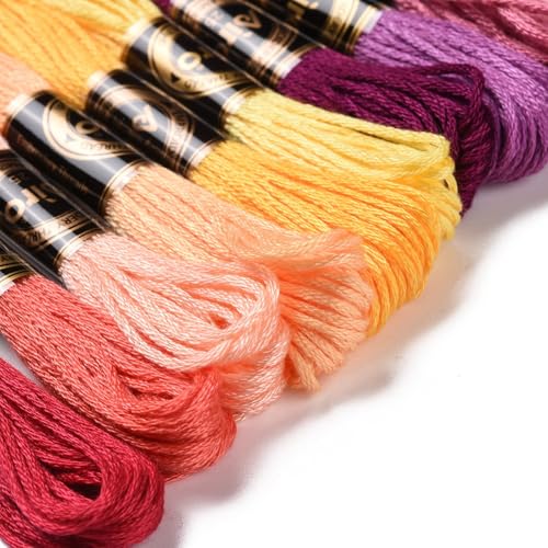 20 Skeins 20 Colors 6-Ply Polyester Embroidery Floss Cross Stitch Threads for Jewelry Making Bracelet Stitching Craft Supply 0.5mm,Flower Color Series - color: 20 Skeins,flower Color Series