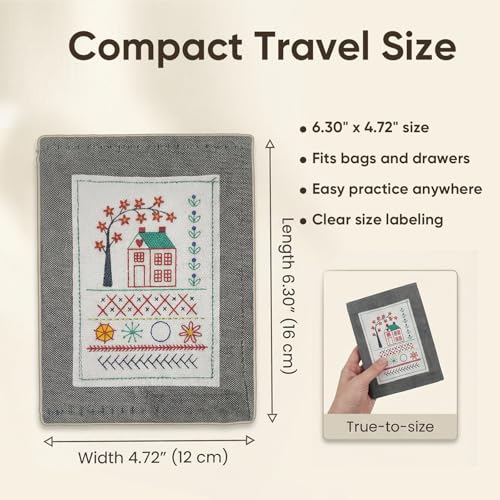 Kranla Embroidery Stitch Book Kit DIY, All in One Sewing kit, All Scenario Sampler for Beginners, Embroidery Practice Pattern with 106 Stitches Sewing Set, Portable Cross Stitch Book