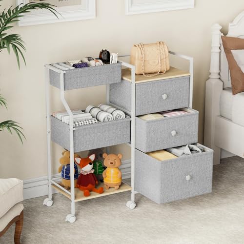 Modanais Baby Diaper Caddy Organizer Rolling Cart with Drawers, Light Gray - color: Light Gray