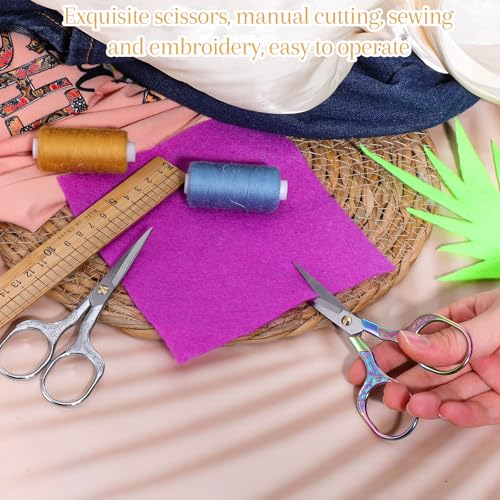 Small Sewing Scissors, 5 Inch Embroidery Scissors 2 Piece, Sharp Precision Crochet Scissors Facial Hair Beard Trimming Scissors for Yarn Fabric, Needlework, Arts & Crafts DIY Tools