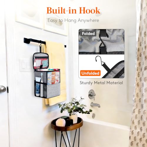 Lifewit Mesh Shower Caddy Bag, Hanging Shower Organizer, Medium, Grey - color: Grey, size: M(8.3"L x 5.9"W x 9.8"H)