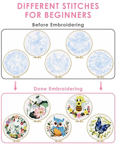 TINDTOP Embroidery Kit for Beginners Adult, Honeybee Embroidery Kit - color: Honeybee