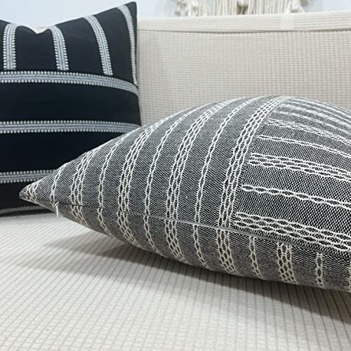 Slow Cow Square Throw Pillow Cover Stripe 18 x 18 Inches Black Beige - color: Mixd Black, size: 18" x 18" (Pack of 1)