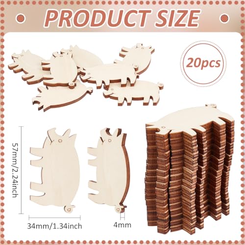 BENECREAT 20Pcs Wooden Animals Floss Bobbins, Pig Shaped Cross Stitch Bobbin Embroidery Thread Cards Winding Plate for DIY Sewing Storage Tool, 2.2x1.3Inch - size: 2.2*1.3*0.15 Inch