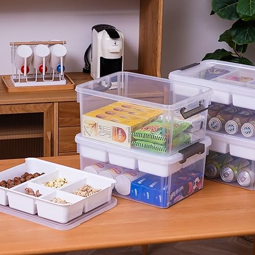 Citylife 17QT 4Packs Clear Craft Organizers and Storage Box with Tray - size: 17 Qt- 4 Pack