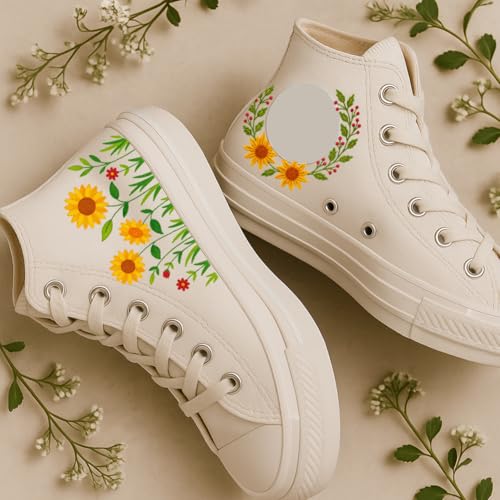 ORIGACH 4 Sheets Plant Themed Water Soluble Embroidery Patterns Stabilizers - Pre-Printed Flower Wreath & Bush Patterns Designs - Stick & Stitch Embroidery Paper for Hand Sewing Lovers - color: Flower Wreath & Bush