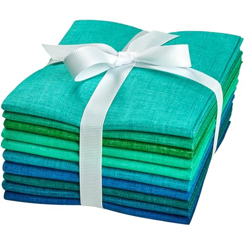 Craftido - 11 Options Solids with Tweed Tonals-Assorted Color Cotton Quilting Fabric Bundles 10pcs Fat Quarters 18"x21"-Medium Weight 5.2oz-for Quilting, Sewing and Crafts-Midnight Oasis(Greens+Blues) - color: Midnight Oasis(greens+blues)