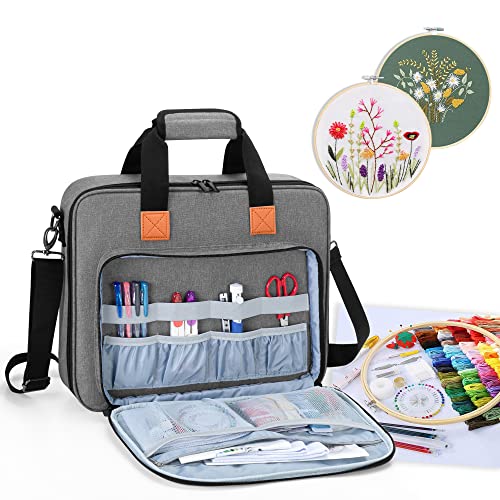 LUXJA Embroidery Project Bag, Embroidery Kits Storage (Bag Only), Gray - color: Gray