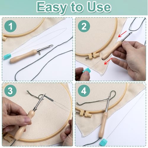 Pndeyo 8pcs 7.87" Long Punch Needle Threaders, Punch Needle Threading Tool, Stitching Needle Threader Sewing Accessories for Embroidery Cross Stitch DIY Crafts - color: 7.87" Long-Blue