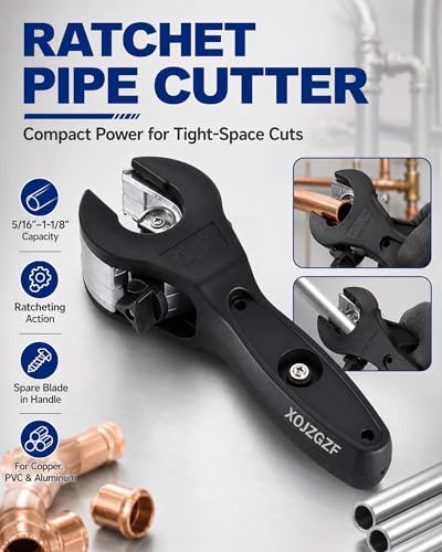 Copper Pipe Cutter Tool Ratchet Ratcheting Tubing Steel Cutters Tube Hand Inside PVC Rubber Hose Thread Cutting EMT Conduit Aluminum Corta Tubos De Trinquete Cortadora Cobre Mini Plumbing(1PC)