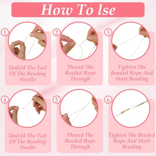 Nogeqi 4 Pcs Big Eye Beading Needles for Jewelry Making, Bead Spinner Needles, Stainless Bead Needle, Curved Beads Threader for Bracelet Necklace Jewelry Making