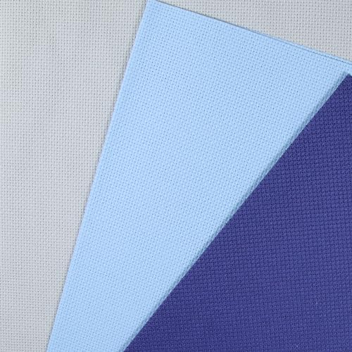 KCS 3 pc of 12" x 18"(30cmx45cm) 16CT Counted Cotton Aida Cloth Cross Stitch Fabric (Sea Foam+Light Blue+Royal Blue) - color: Sea Foam+light Blue+royal Blue