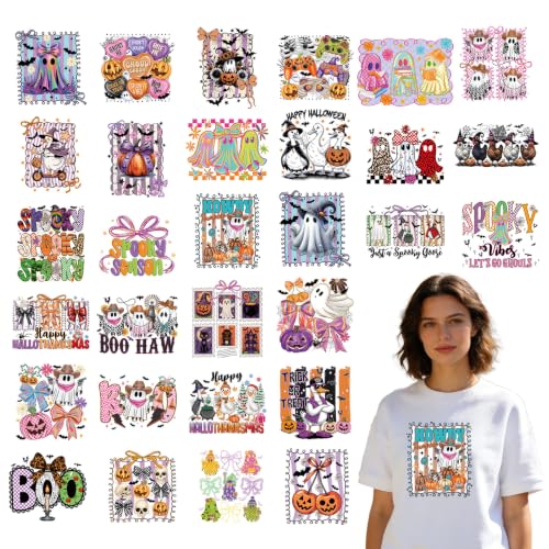 30 Pcs Halloween Dtf Transfers Ready to Press Iron on Transfers - color: Halloween Ghost