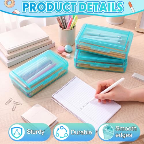 Blulu 6 Pack Double Layer Pencil Boxes Large Capacity,Teal - color: Teal