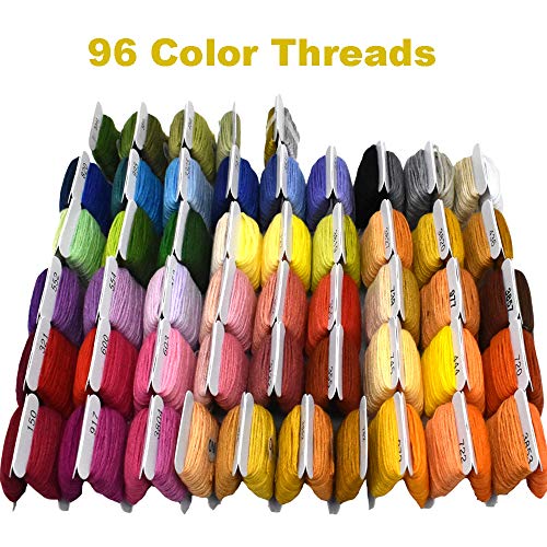 Embroidery Floss Thread Kit 100％ Cotton Floss Bobbins and Cross Stitch Kit Bracelets Floss Crafts Floss (96 Color) - color: 96 Color