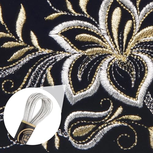 3 Skeins Metallic Embroidery Floss, Glitter Embroidery Thread String, Polyester Cross-Stitch Threads for Hand Embroidery, String Art, DIY Bracelet- Silver - color: Silver