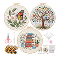 AZY 3-Piece Embroidery Kit for Beginners – Needlepoint Set with Pre-Printed Floral Patterns, Adjustable Hoop, Thread, Needles & Instructions for Cross Stitch Lovers (Embroidered Three-piece Set) - style: Embroidered three-piece set