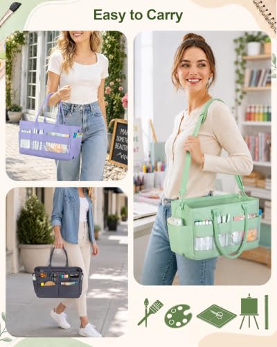 Marscamd Craft Organizer Tote Bag, Art Supply Caddy, Green - color: Green