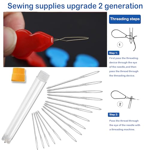 Large-Eye Blunt Needles, Sewing Needles, Stainless Steel Embroidery Thread Needle, Handmade Yarn Knitting Needles Leather Needle, Suitable for Crochet Project. (15 PCS) - color: 15 PCS