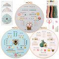 Myfelicity 3 Embroidery kit for Beginners, Beginner Embroidery Kit for Adults. Starter Kits to Learn 28 Different Stitches, Including Fabric with Prints, Threads, Needles, Hoop and Video tutorials… - color: 28 Stitch Kit