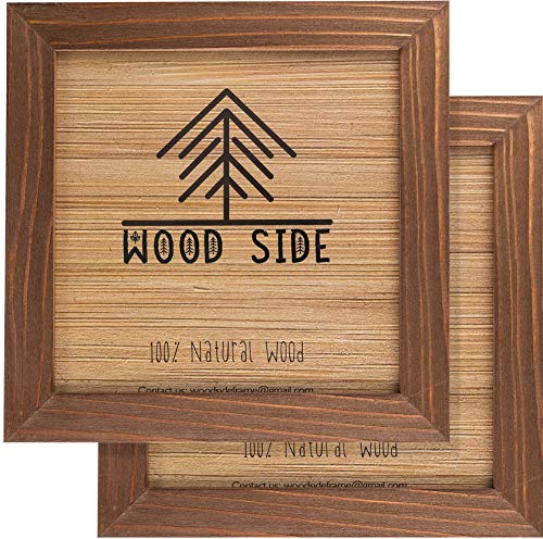 Rustic Wooden Square Picture Frames 8x8 - Set of 2-100% Natural Solid Eco Wood with Real Glass for Wall Mounting and Tabletop Photo Frame - Honey Brown - color: Honey Brown